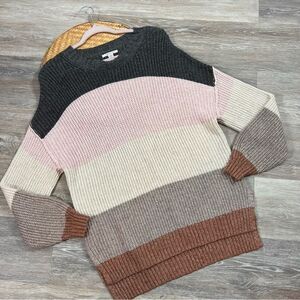 American‎ Eagle neutral striped oversized knit sweater